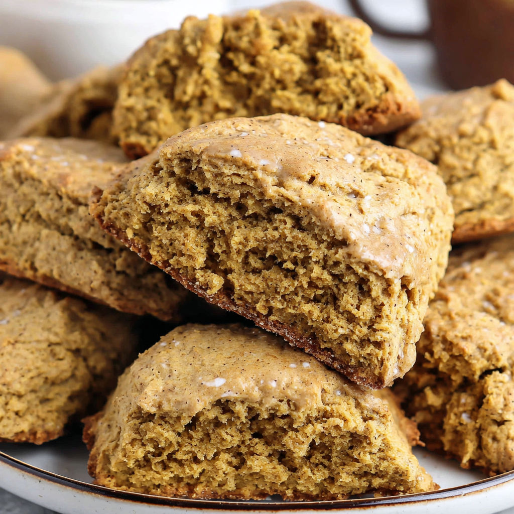 A plate of scones with a white bowl of sugar.