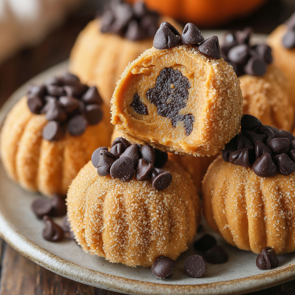 Pumpkin Cheesecake Truffles on a plate.