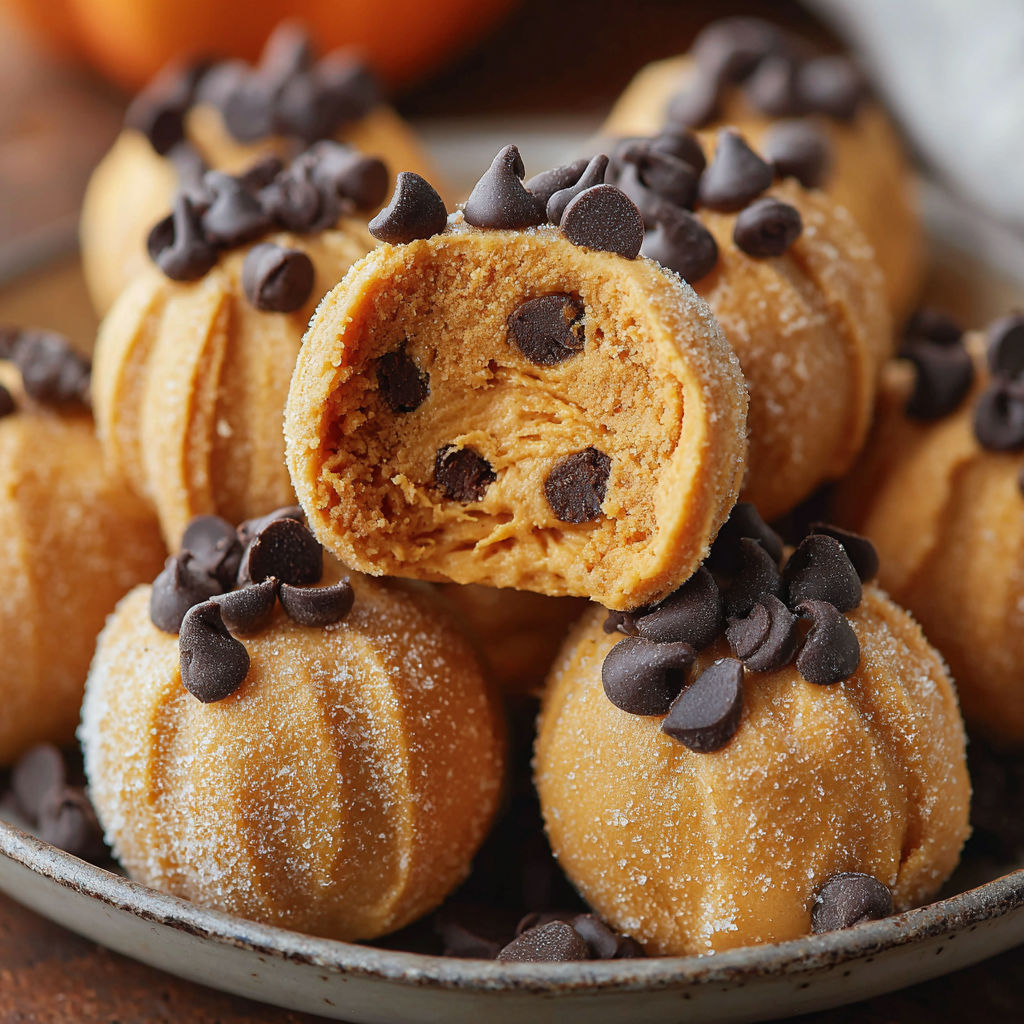 A plate of chocolate covered doughnuts with chocolate chips.