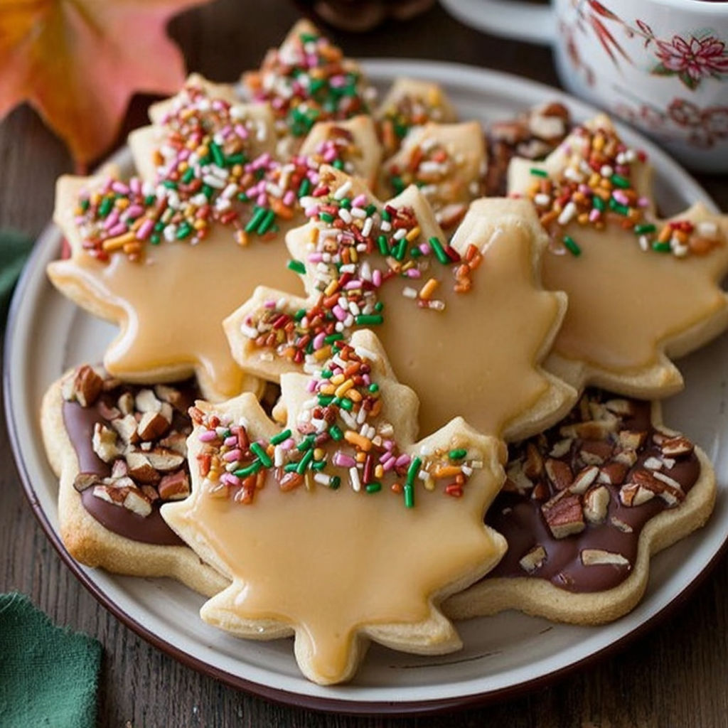 A plate of glazed maple shortbread cookies.