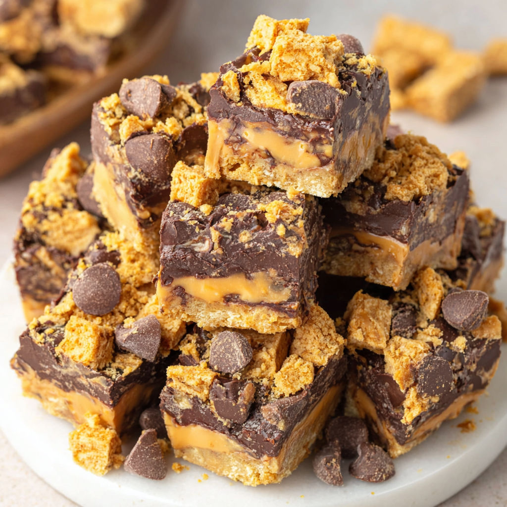 A stack of Butterfinger Fudge squares.