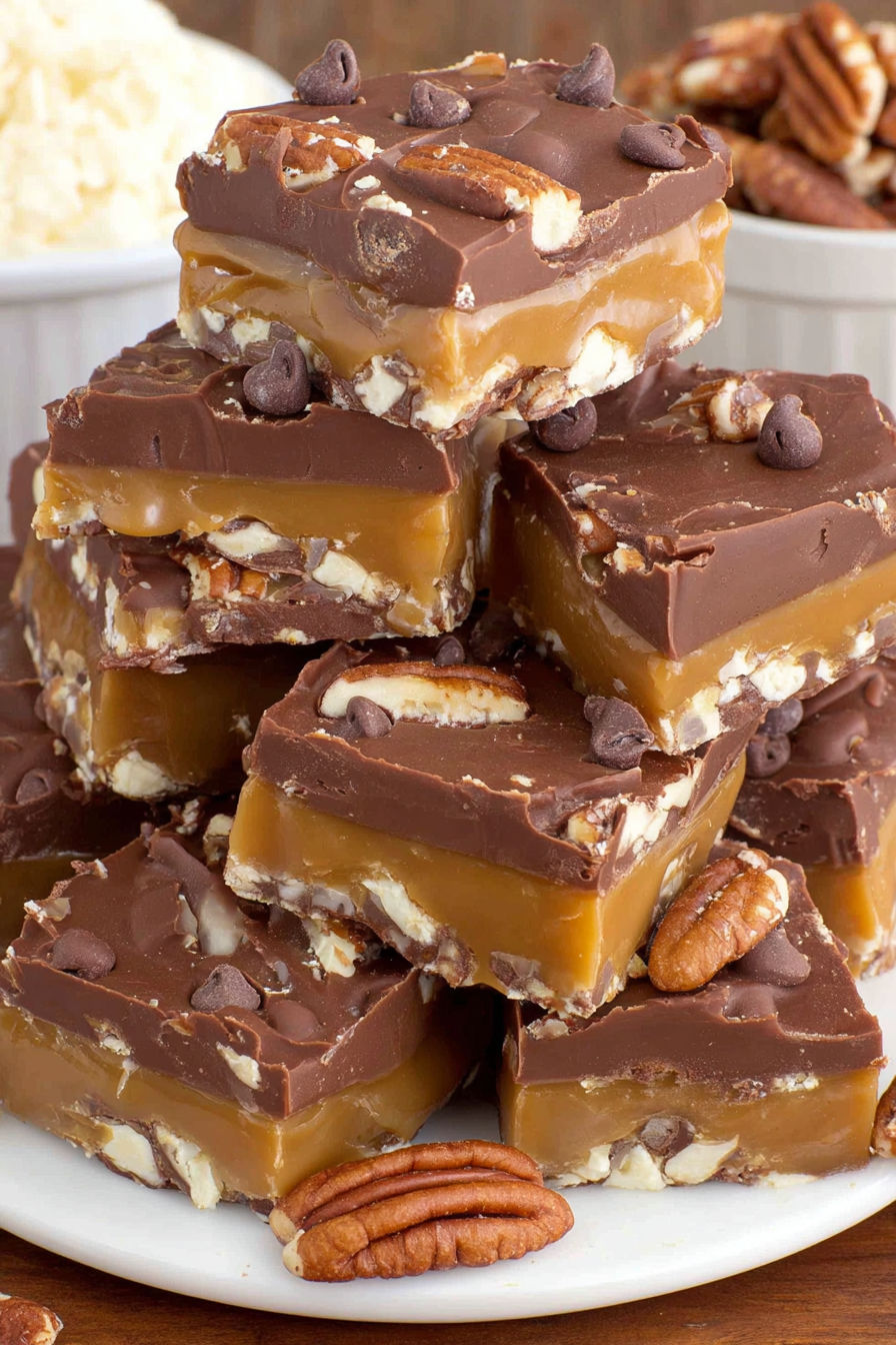 A stack of turtle fudge bars.