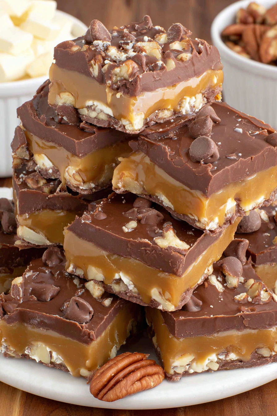 A stack of turtle fudge bars.
