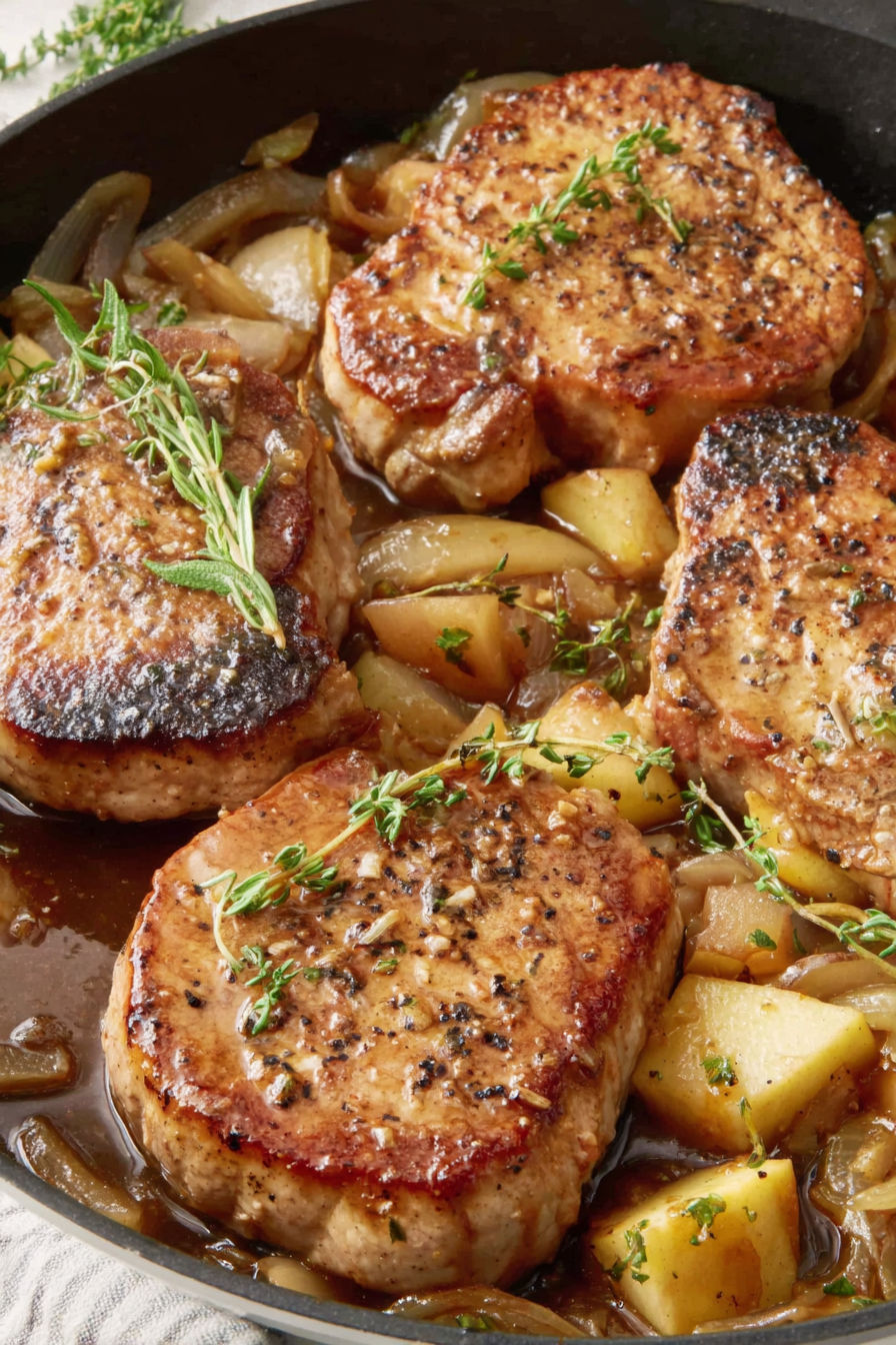 Juicy Apple Butter Pork Chops.