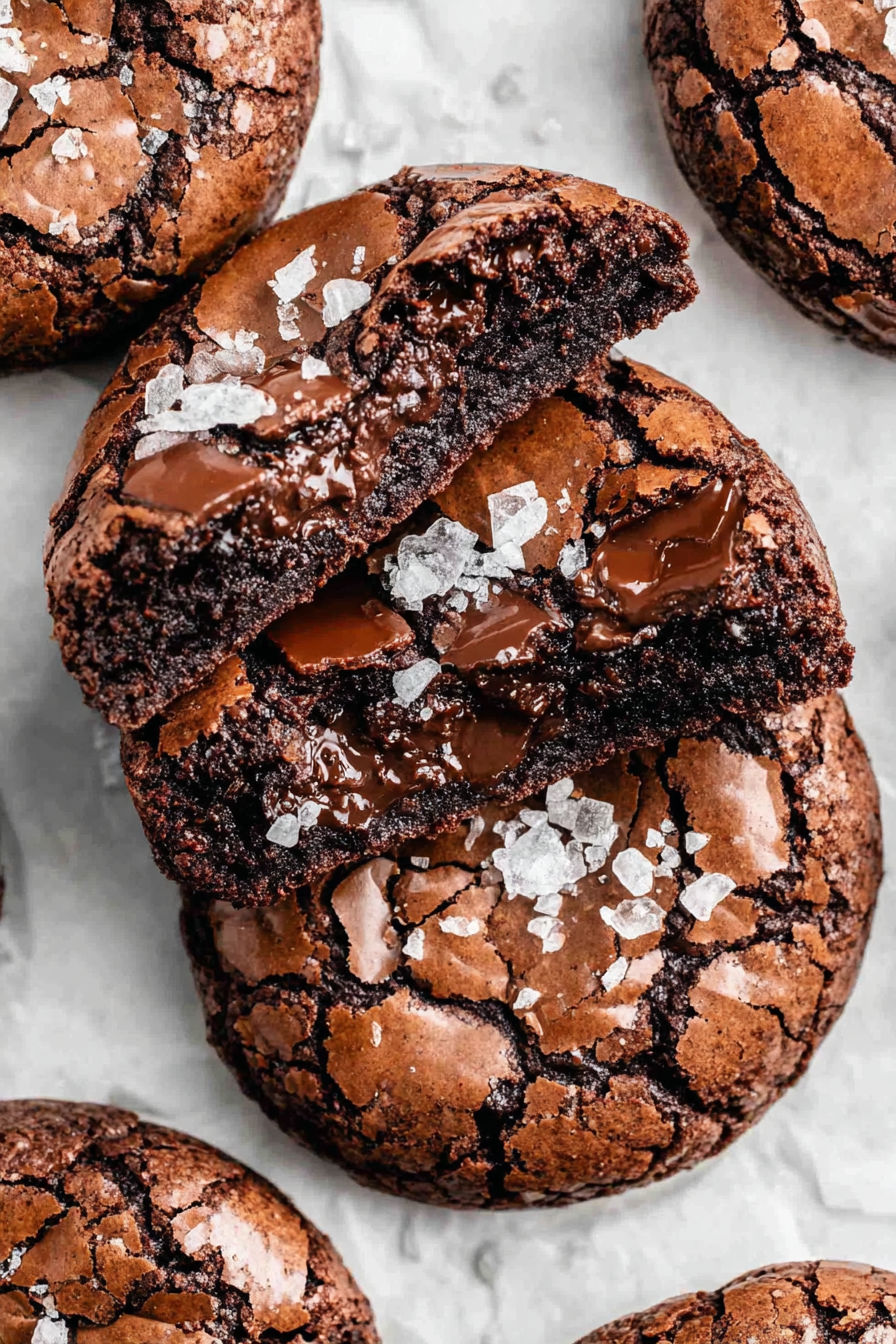 A close up of a chocolate brownie with white sugar sprinkled on top.