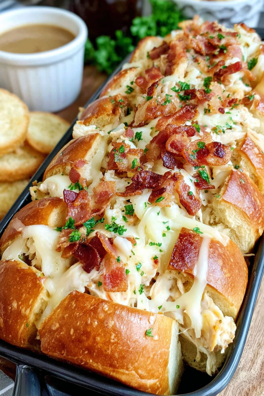 A delicious chicken bacon ranch stuffed bread recipe.