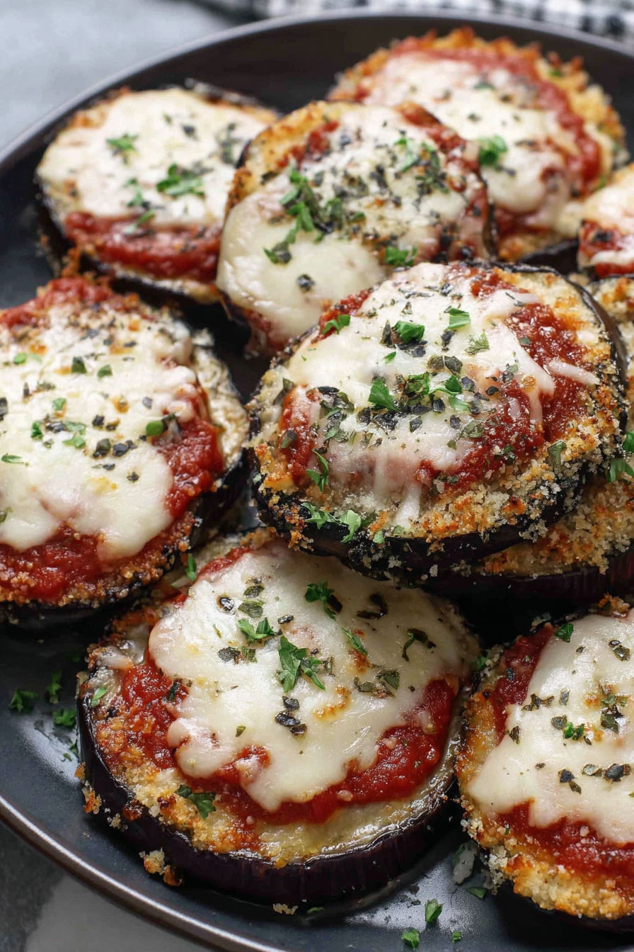 A plate of eggplant parmesan bake.