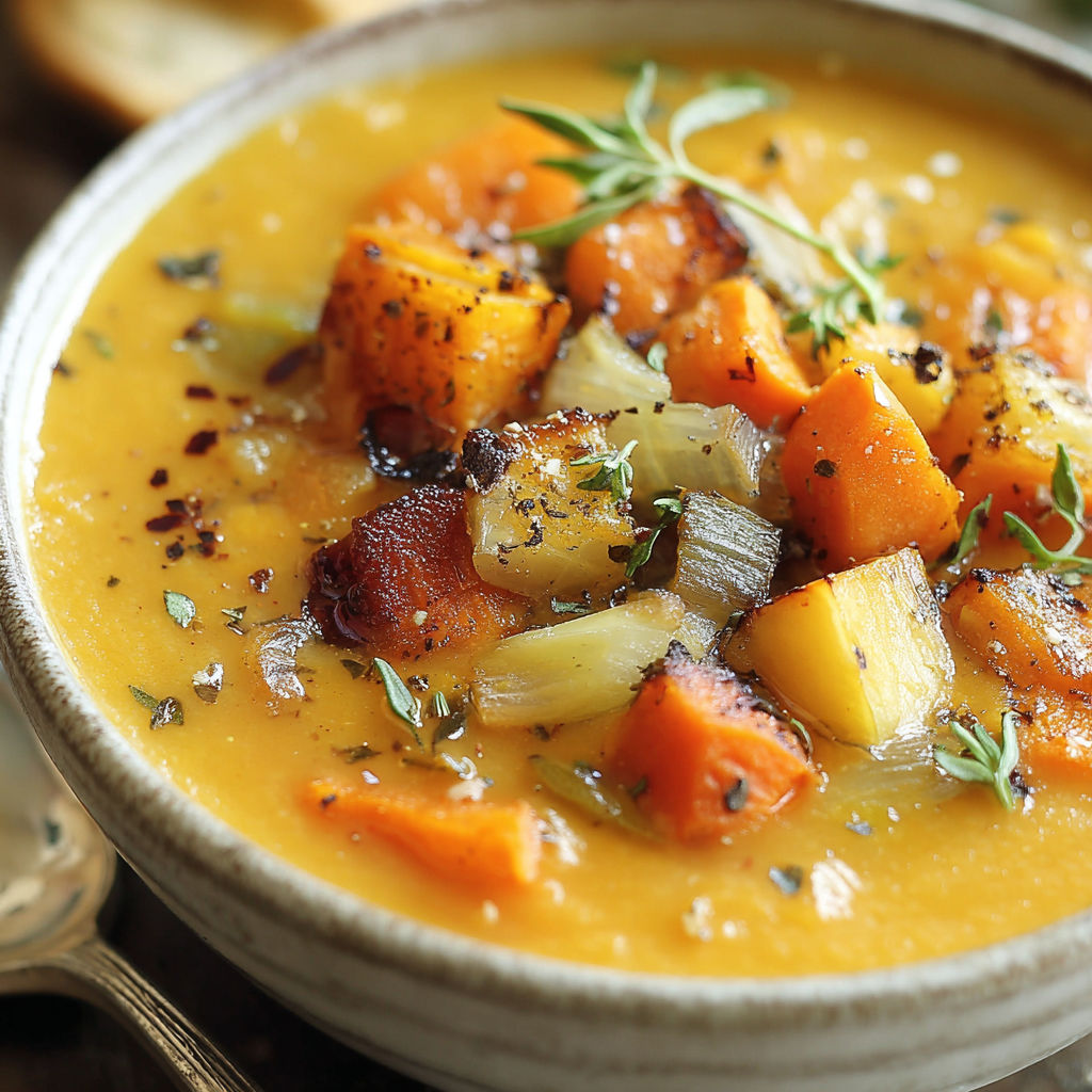 A bowl of soup with carrots and onions.