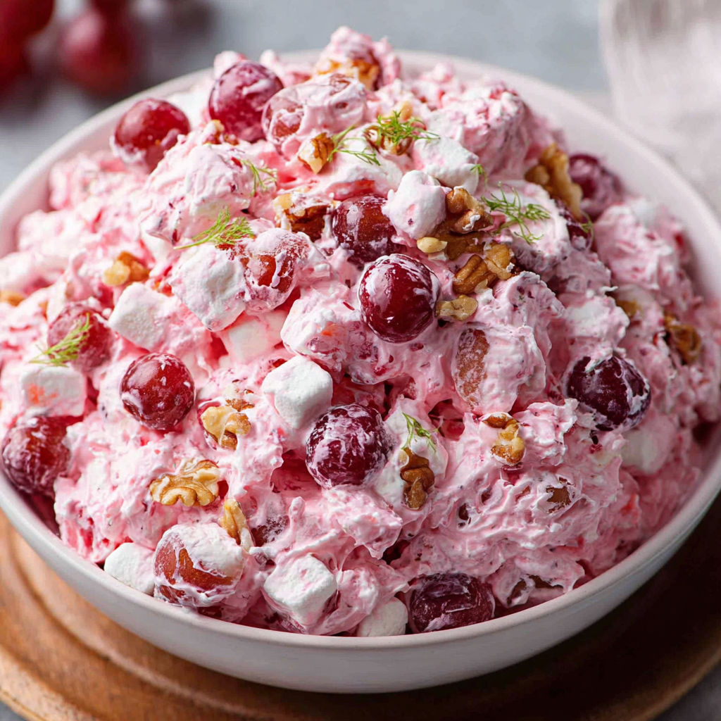 A bowl of Cranberry Fluff Recipe.