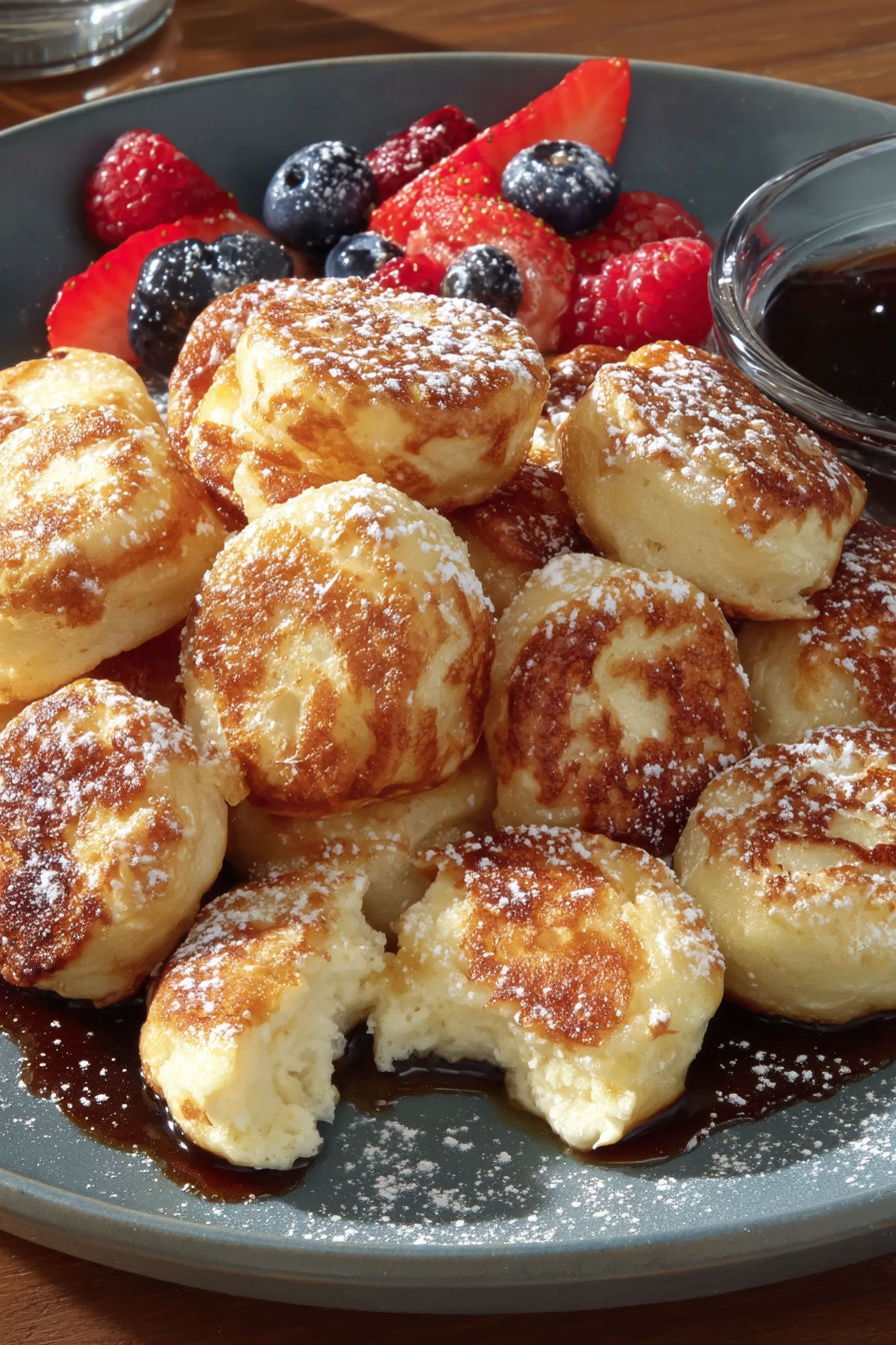 Fluffy scrambled pancake bites.