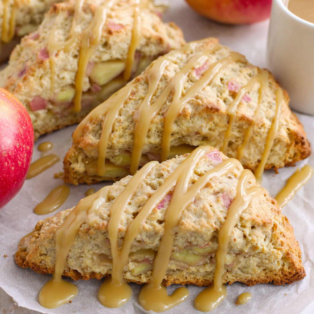 Two scones with maple glaze on a plate.