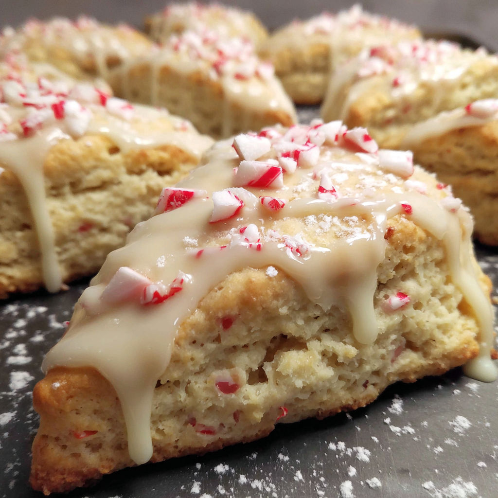 Peppermint white chocolate scones.