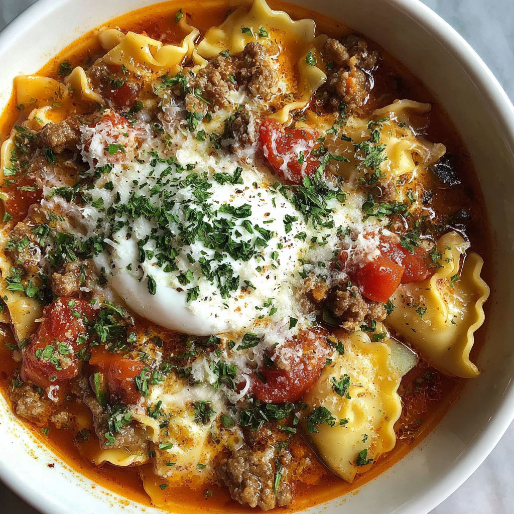 A bowl of pasta with meat and cheese.