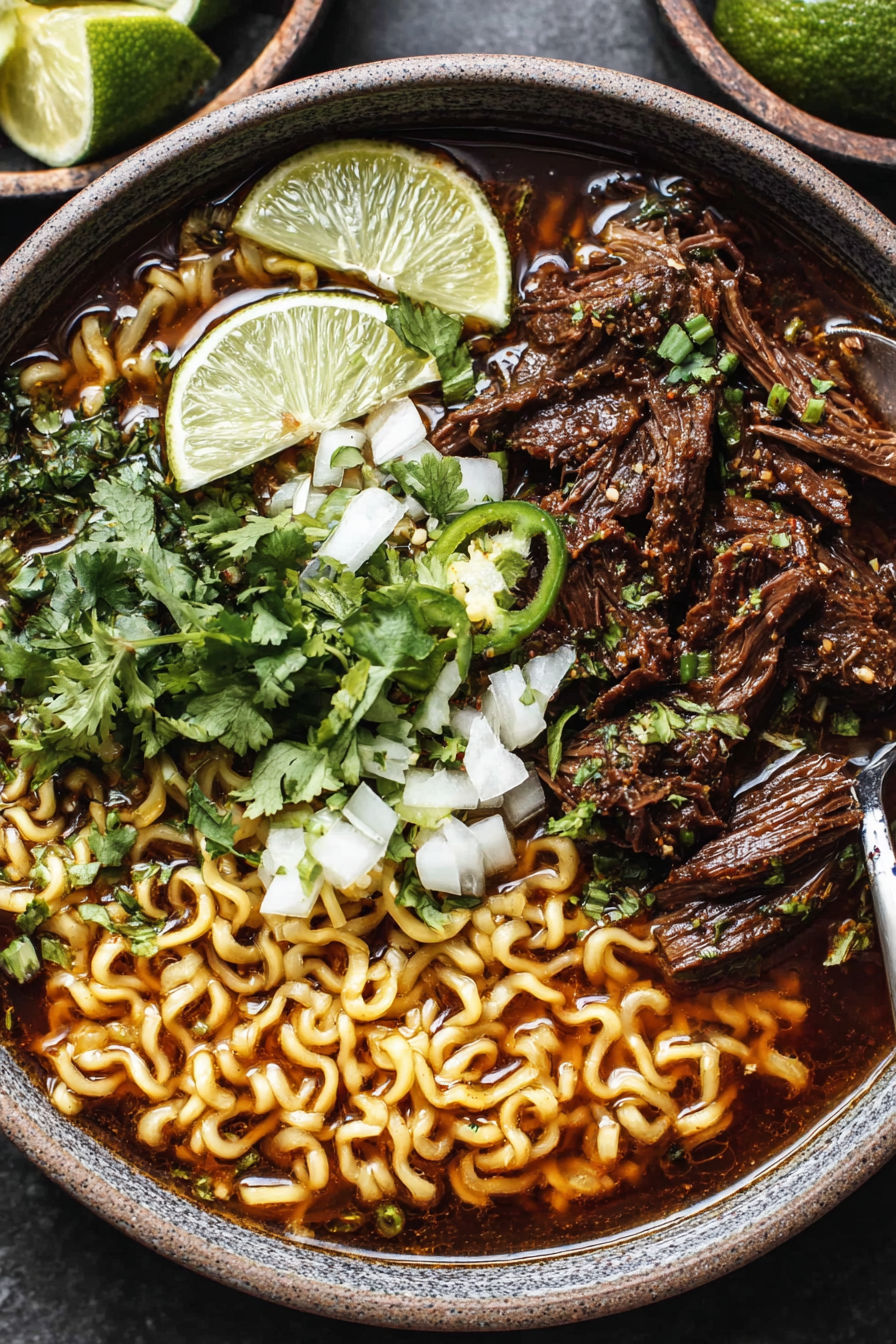 A bowl of beef birria ramen.