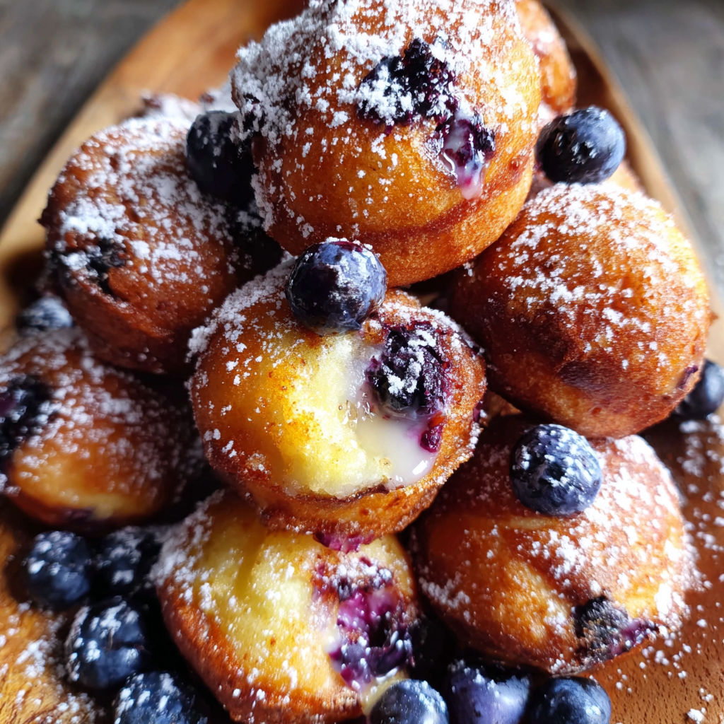 A stack of baked blueberry fritter bites.