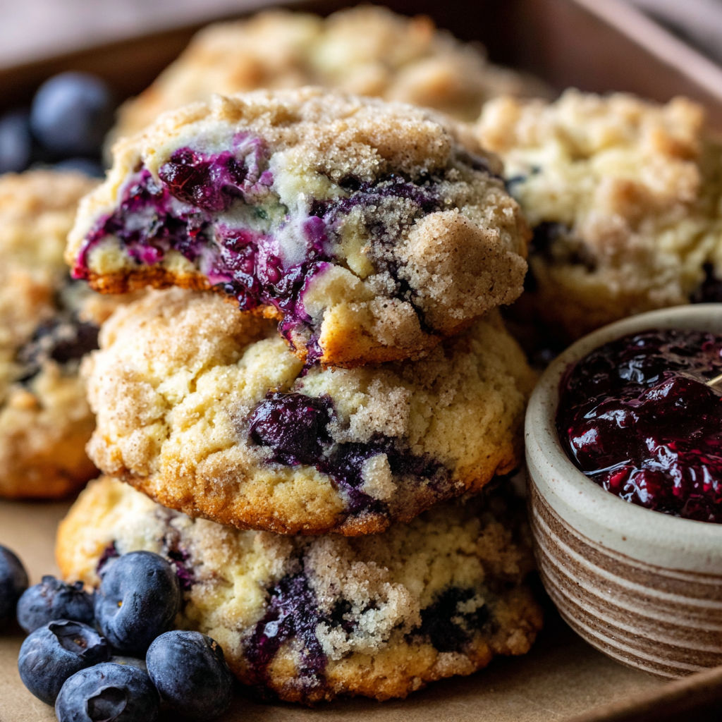 A stack of blueberry muffin cookies.