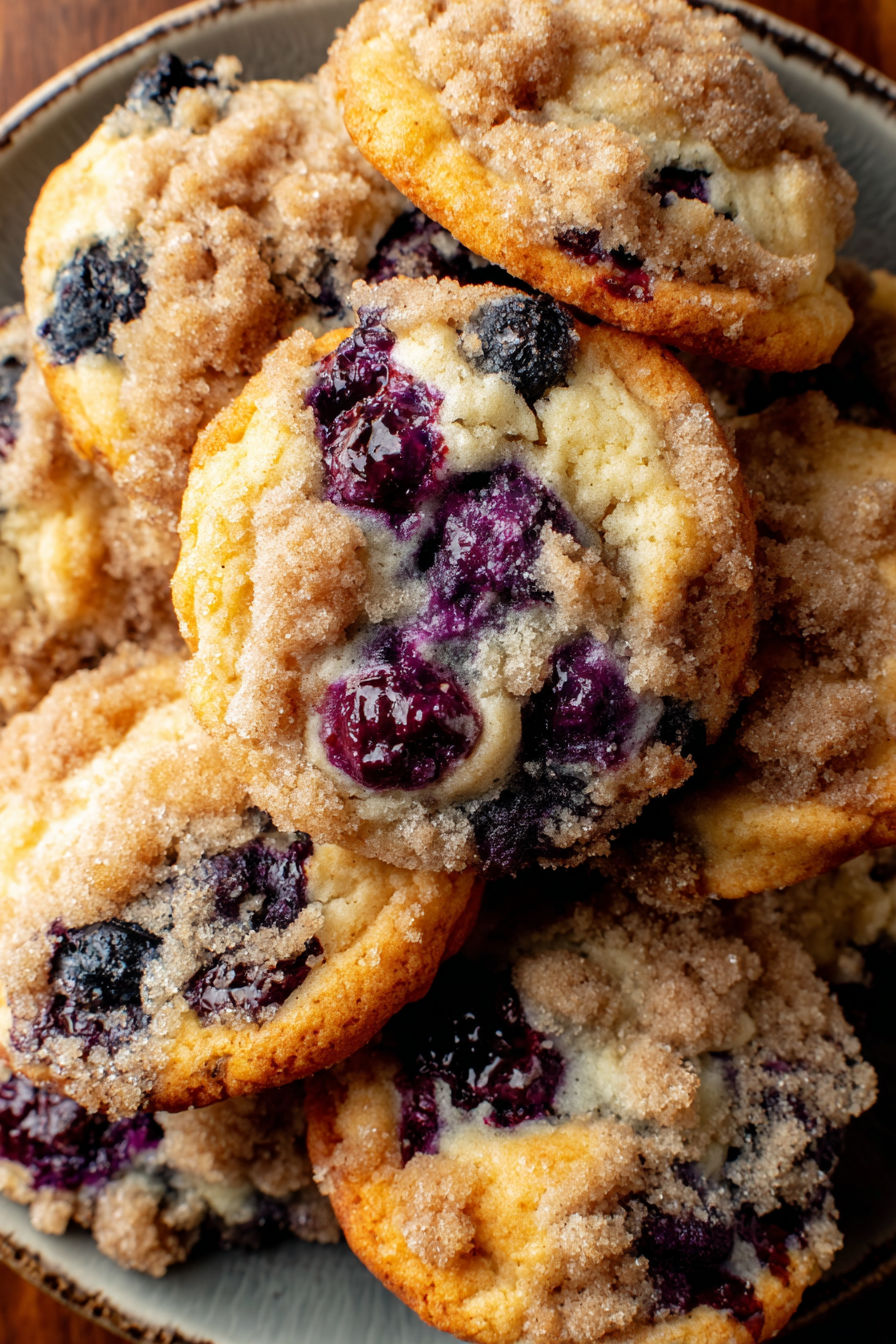 A stack of blueberry muffin cookies.