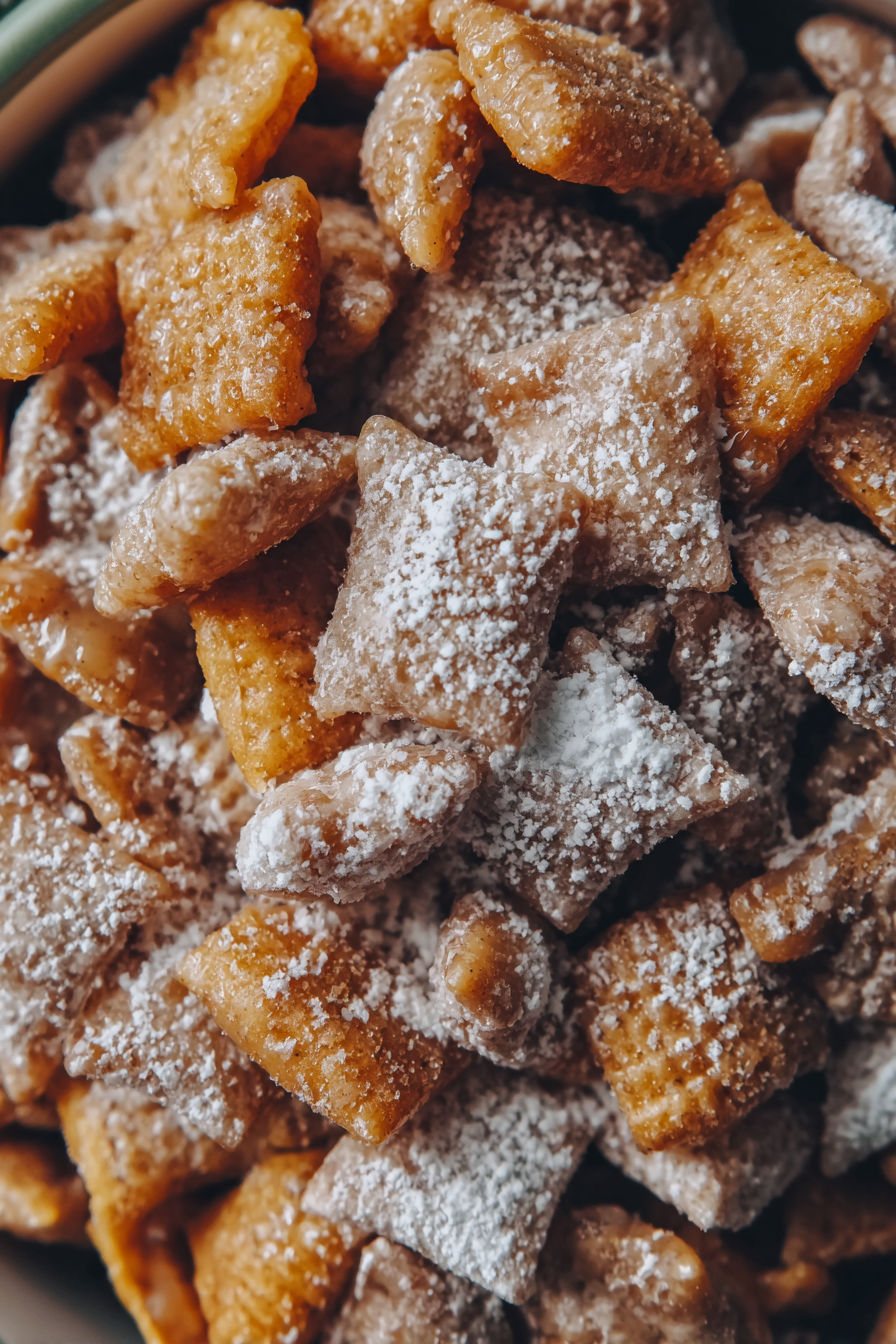 A pile of caramel apple puppy chow.