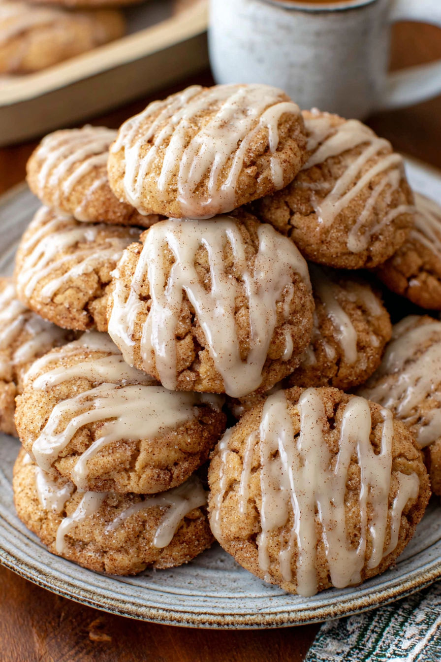 A stack of cookies with a glaze on top.