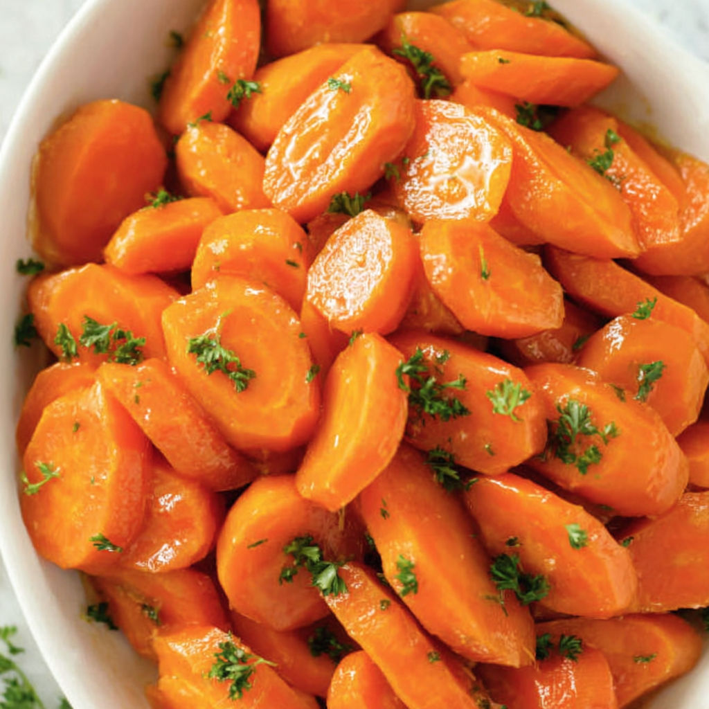 A bowl of carrots with green herbs on top.
