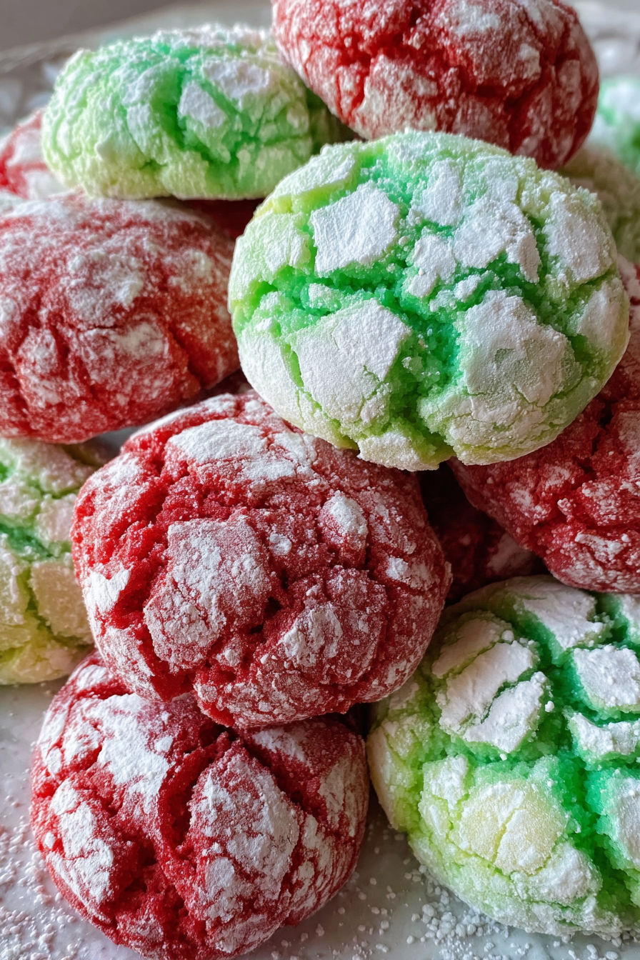 A pile of Christmas crinkle cookies.
