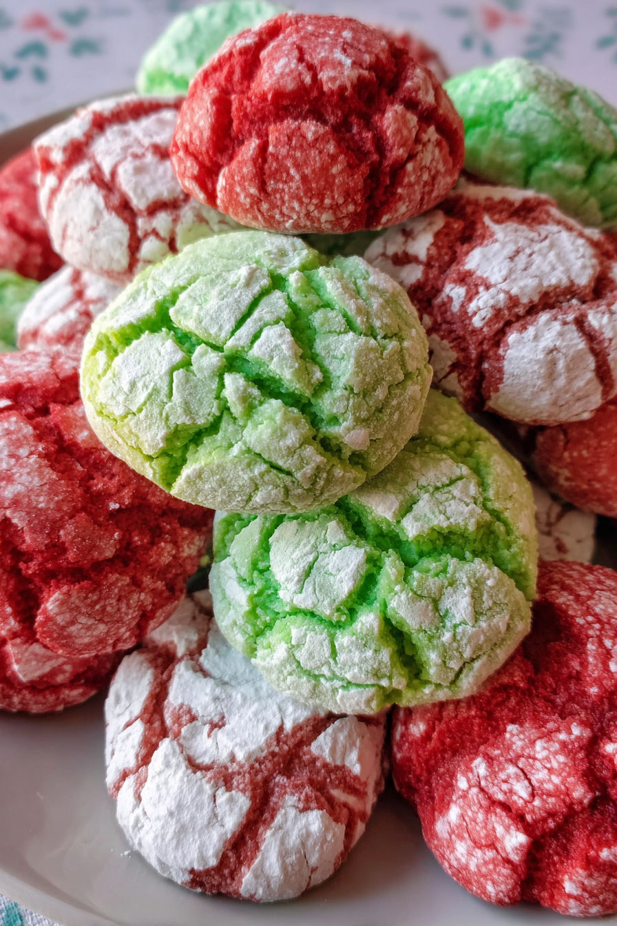A pile of Christmas crinkle cookies.