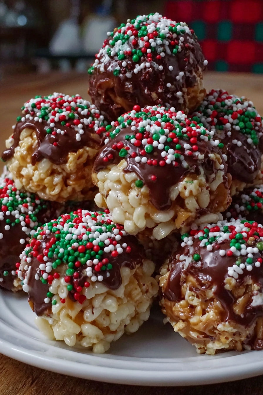 A plate of chocolate covered marshmallows.