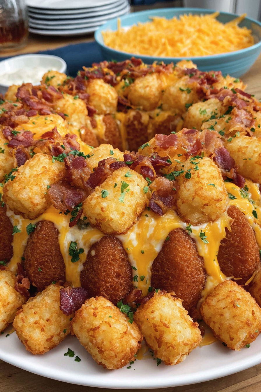 A bundt cake with bacon and cheese.