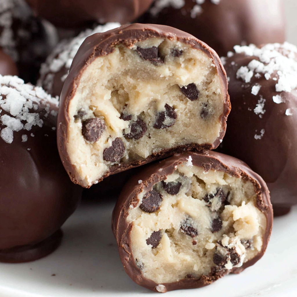 A plate of chocolate covered cookies.