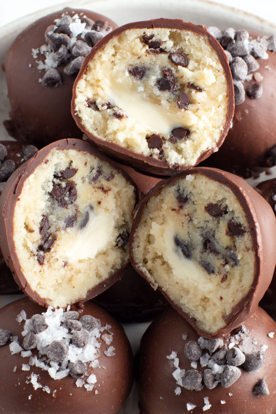 Homemade cookie dough brownie bombs.