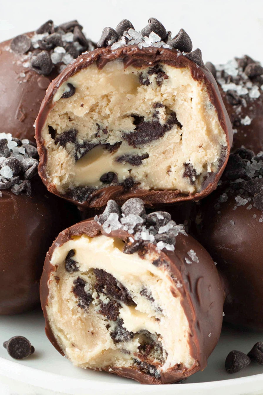 Chocolate and peanut butter cookie dough balls.