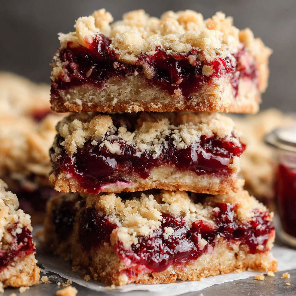 A stack of cranberry oatmeal bars.