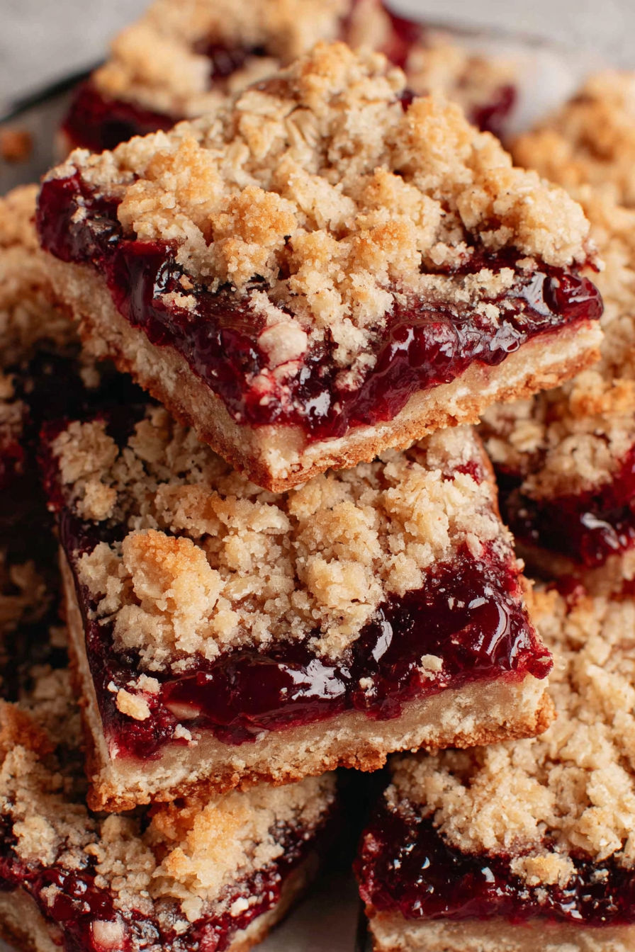 A close up of a cranberry oatmeal bar.