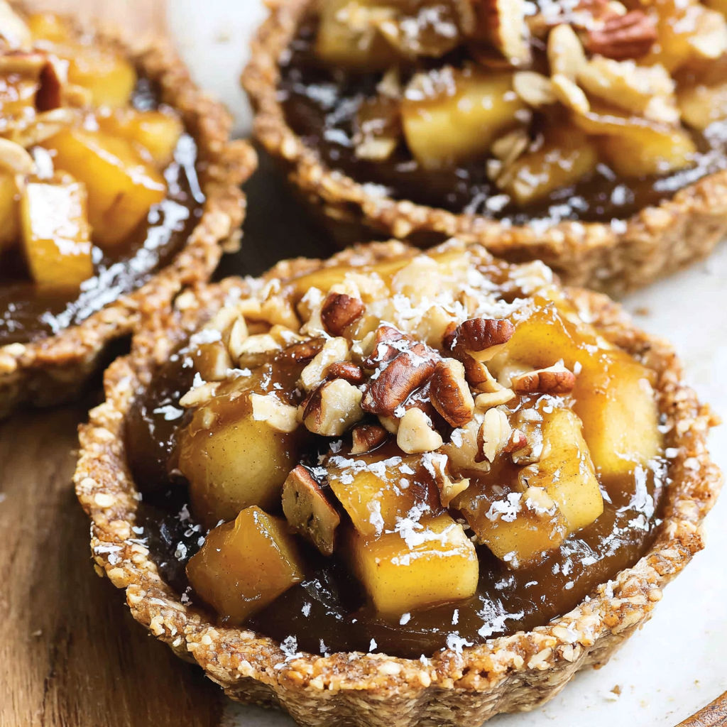 Three No Bake Caramel Apple Tartlets.