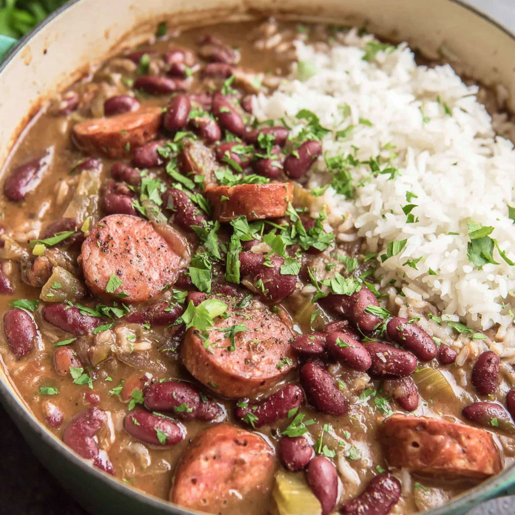 A bowl of red beans and rice.