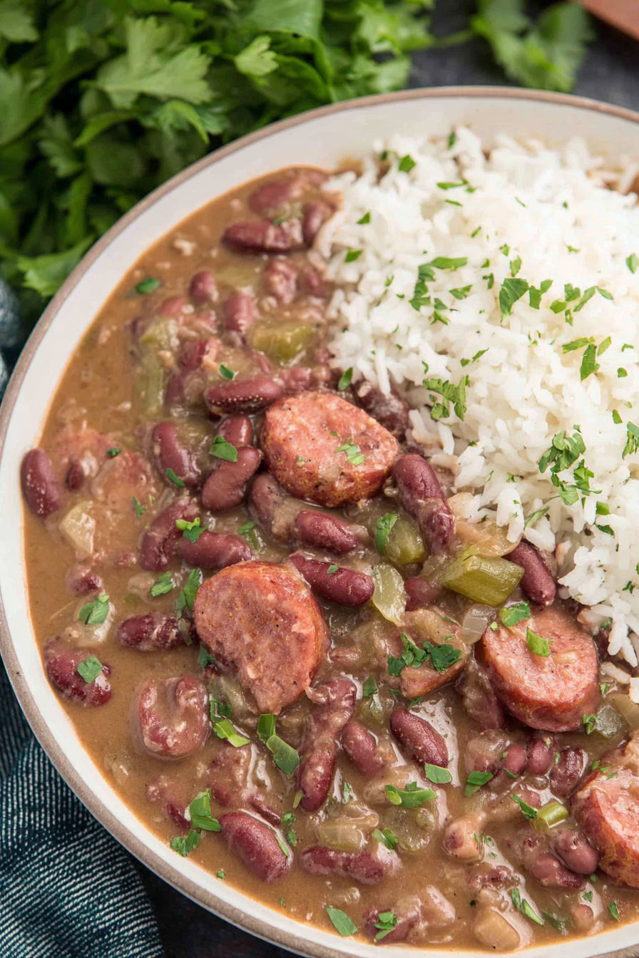 A plate of red beans and rice.