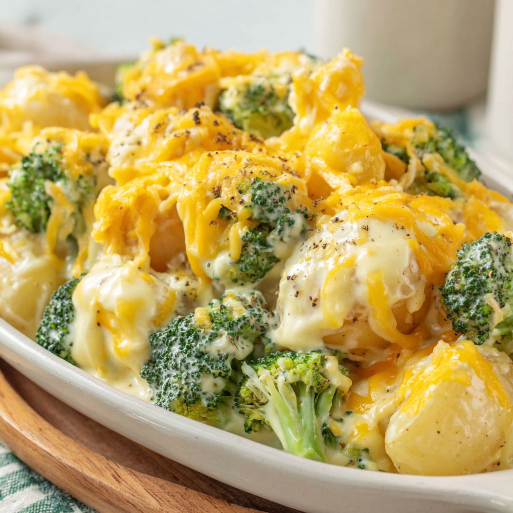 A plate of food with broccoli and cheese.