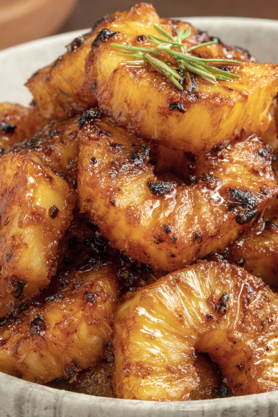 A close up of a pile of pineapple in a bowl.