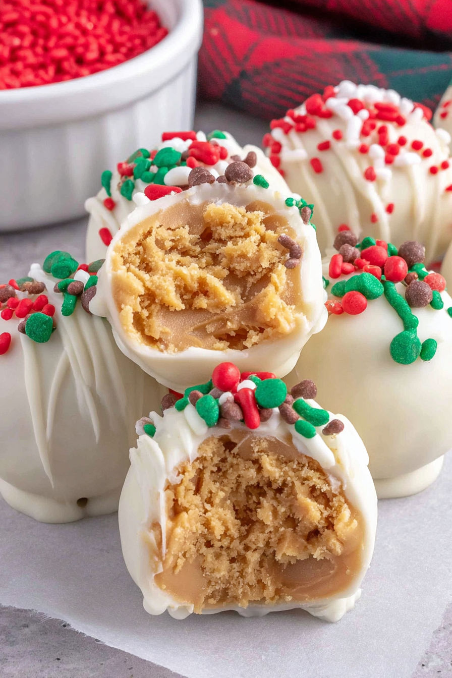 A close up of a Christmas truffle.