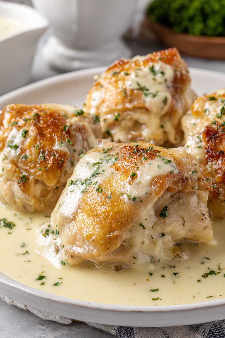 Amish chicken with sauce.