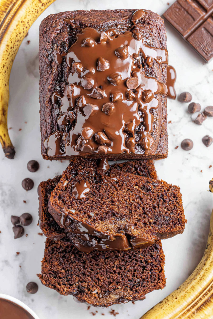 A slice of chocolate banana bread.
