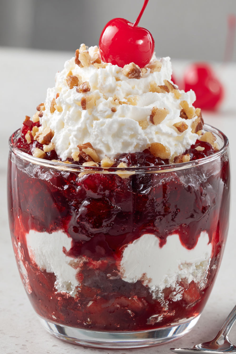 A glass of Coca Cola Trifle.
