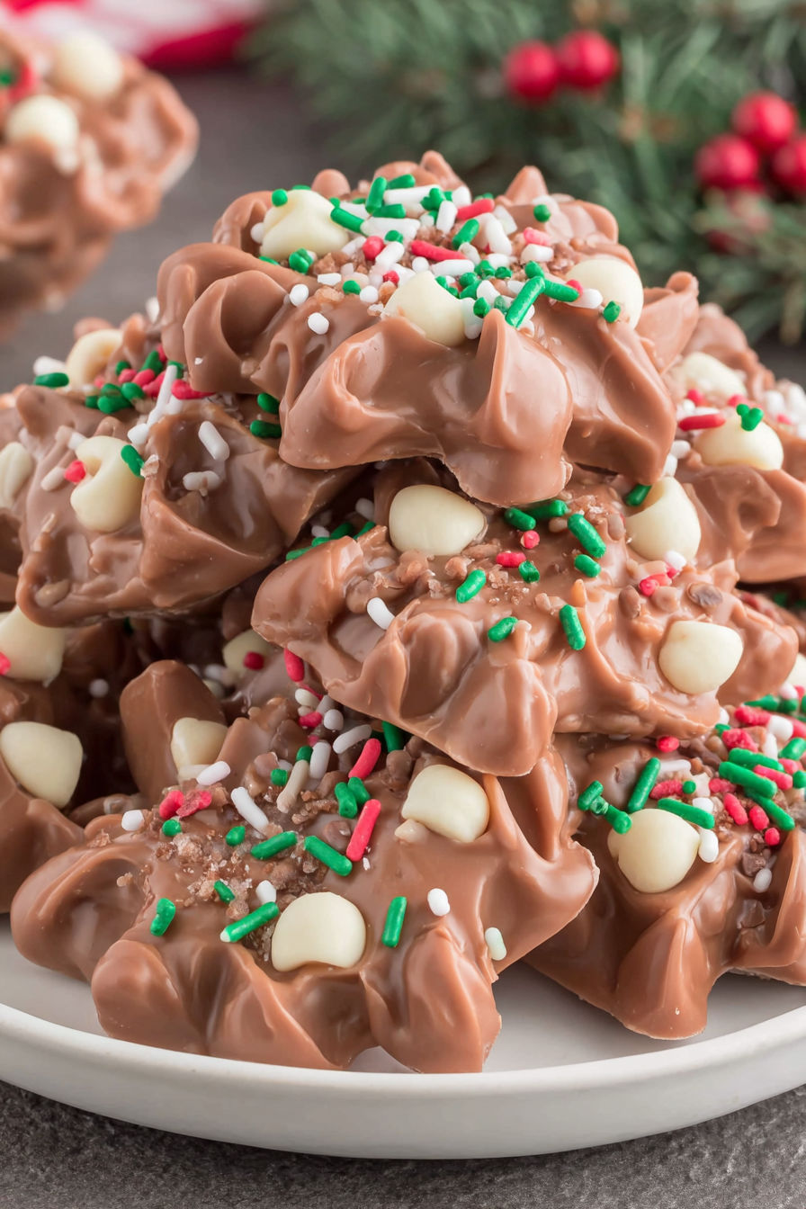 A stack of chocolate and white candy.