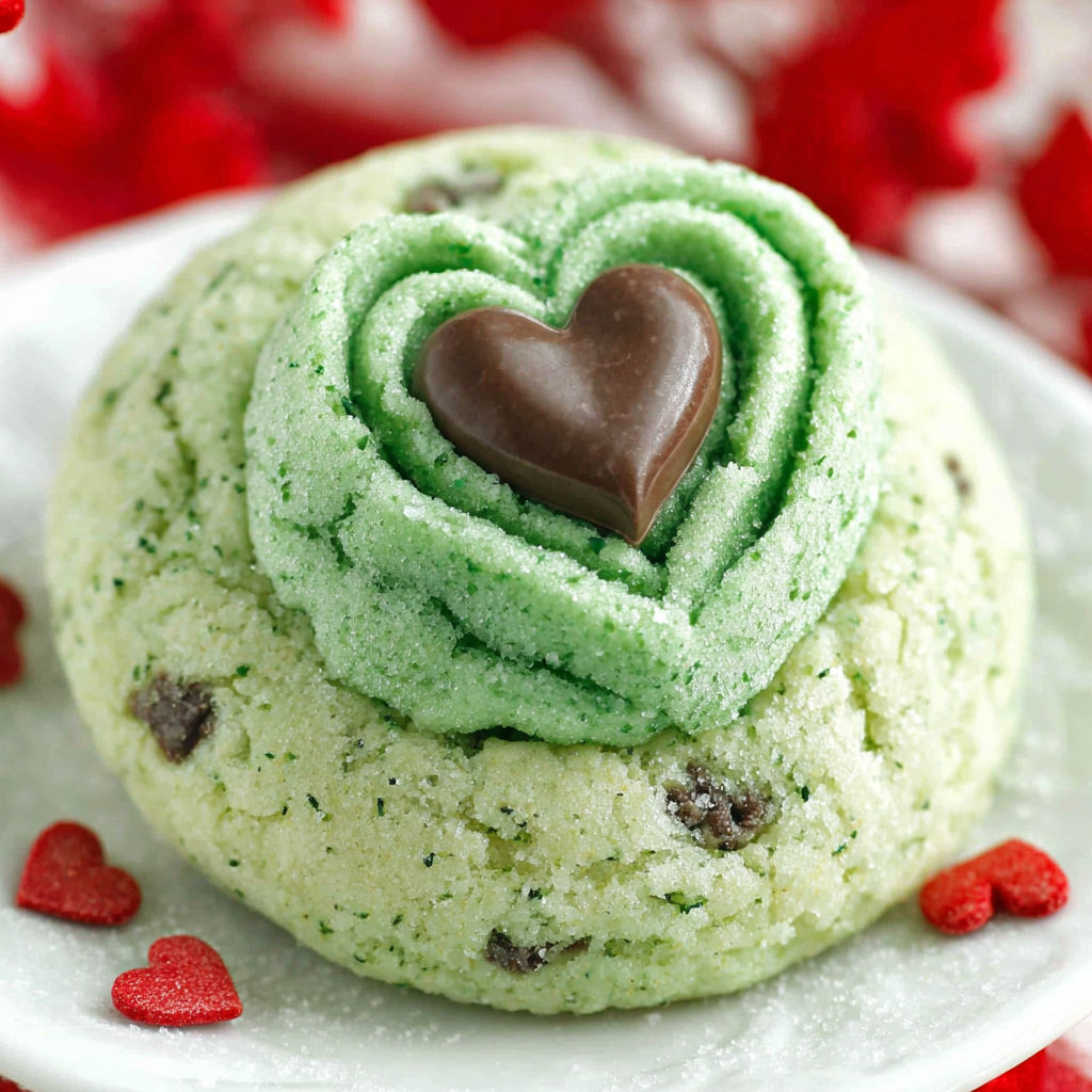 A heart shaped cookie with a chocolate heart inside.