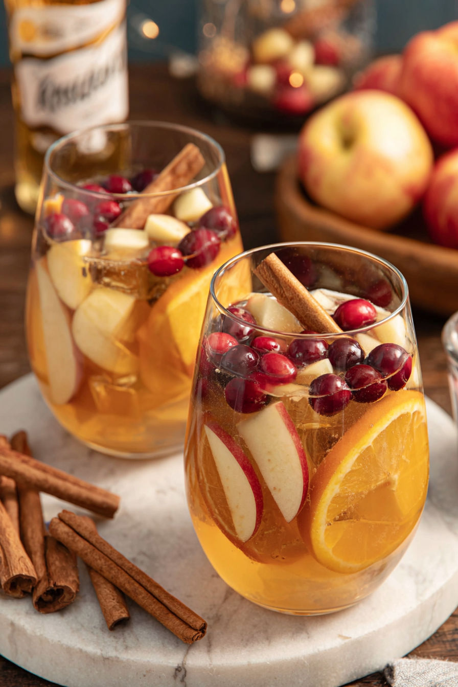 Two glasses of Sangria with Fireball.