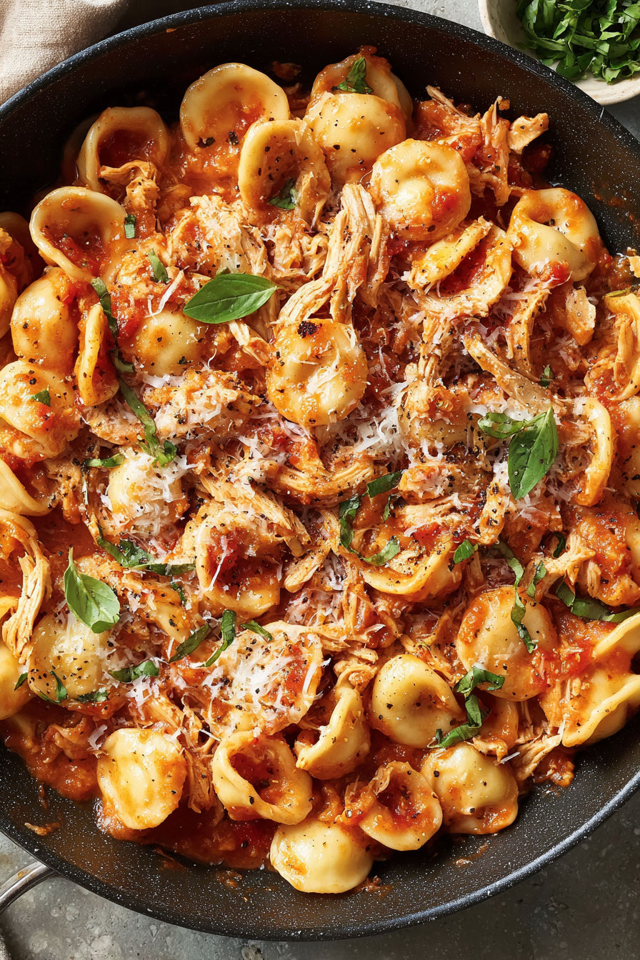 A dish of chicken fra diavolo pasta.