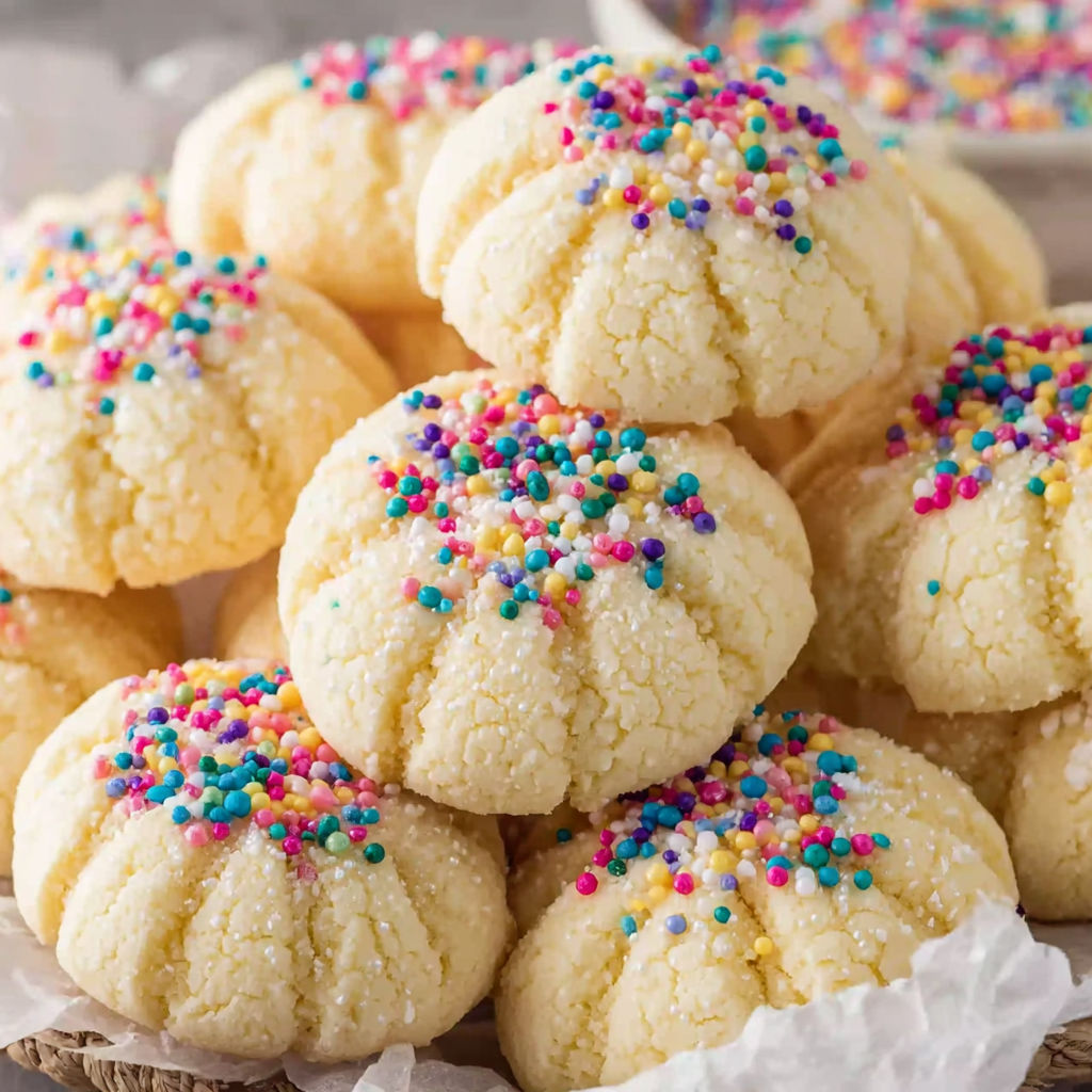 A plate of whipped shortbread cookies.