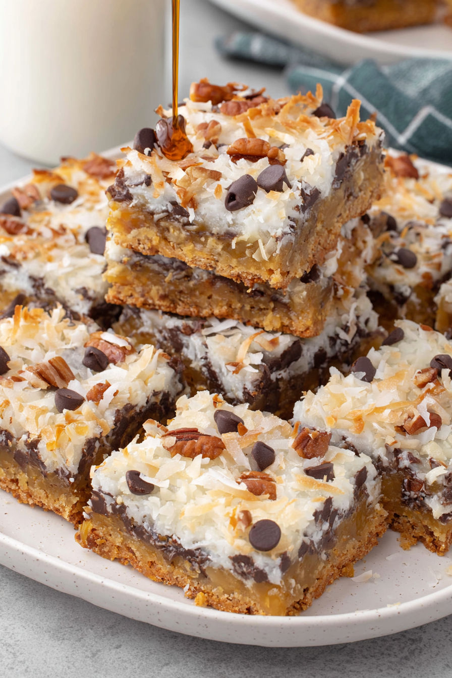 A plate of 7 layer bars.