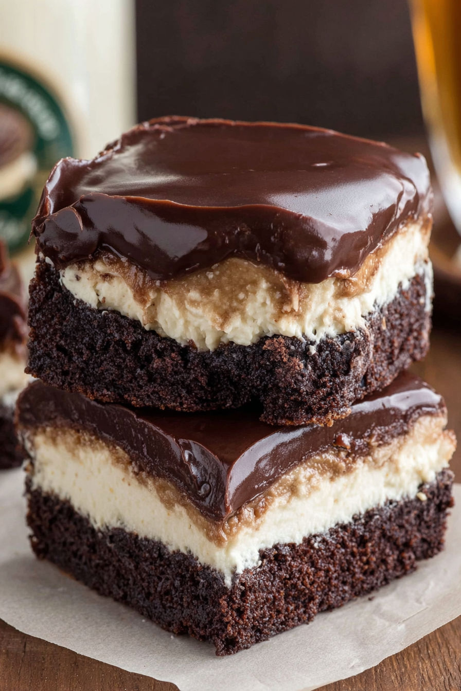 A stack of Baileys Brownies.