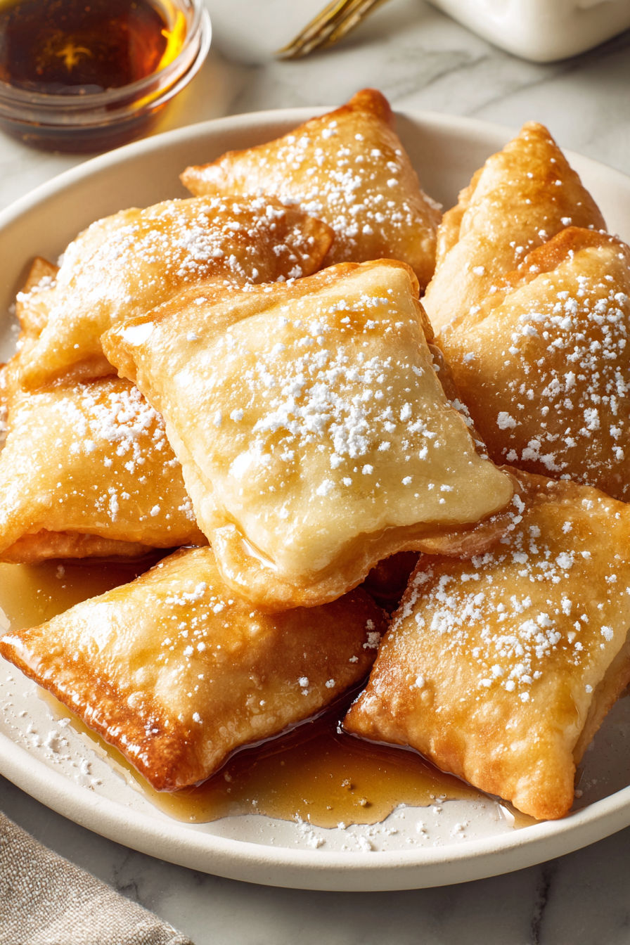 A plate of food with powdered sugar on top.